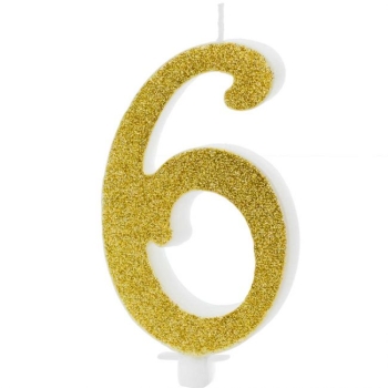 Number Candle Modern - 6 - Gold
